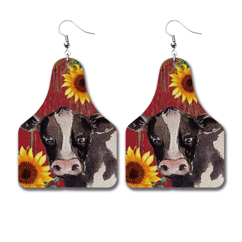 Wholesale Christmas PU leather teardrop earrings